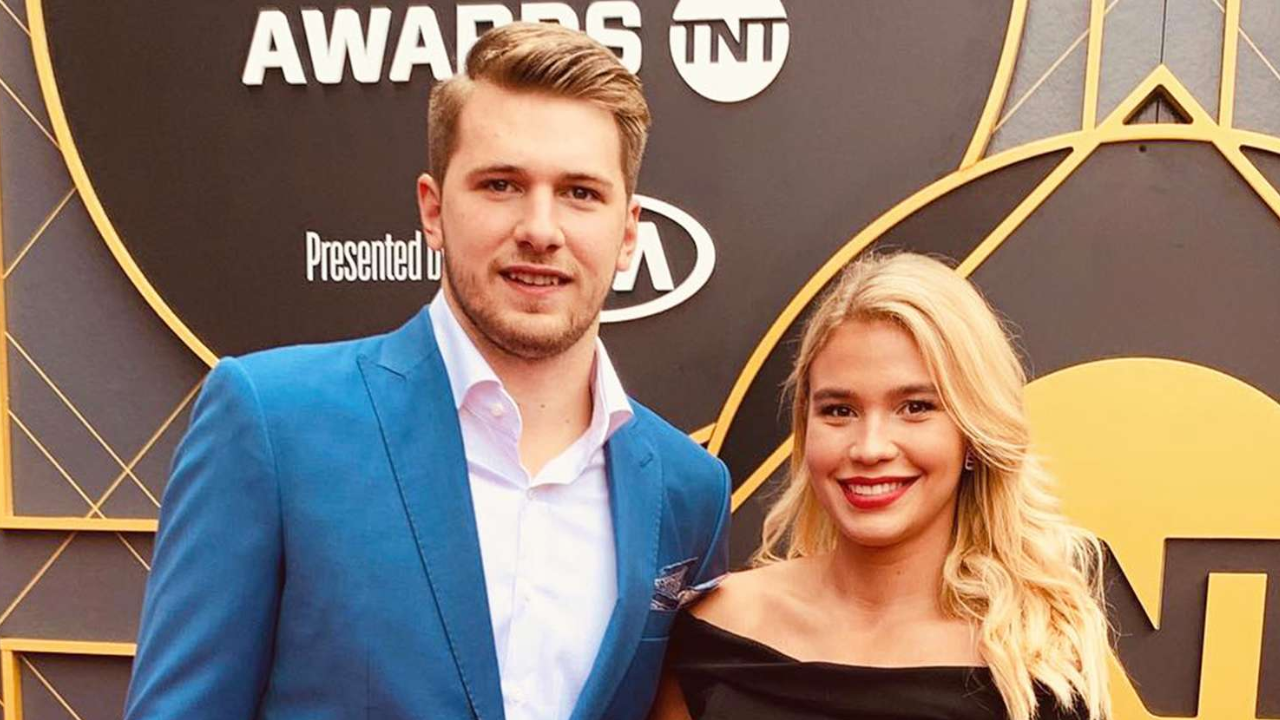Luka Doncic with his fiance Anamaria Goltes