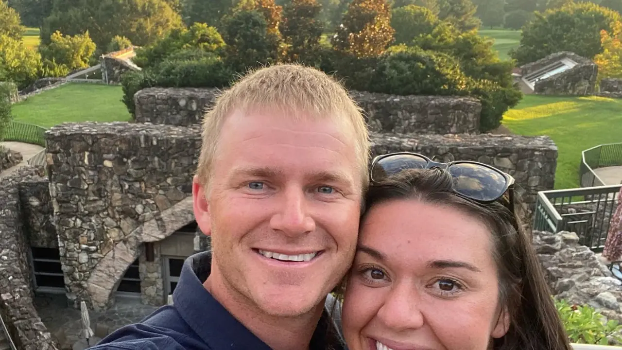 Adam Long with his wife Emily Armstrong