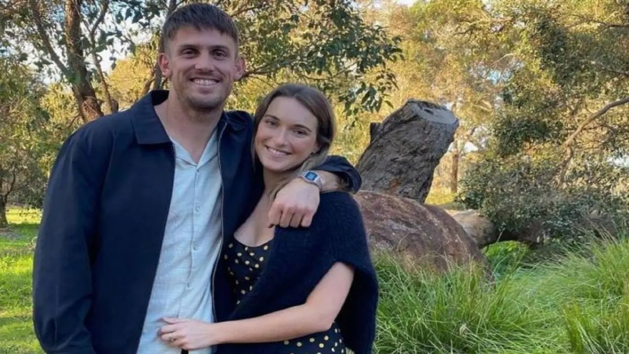 Mitchell Marsh with his wife Greta Mack