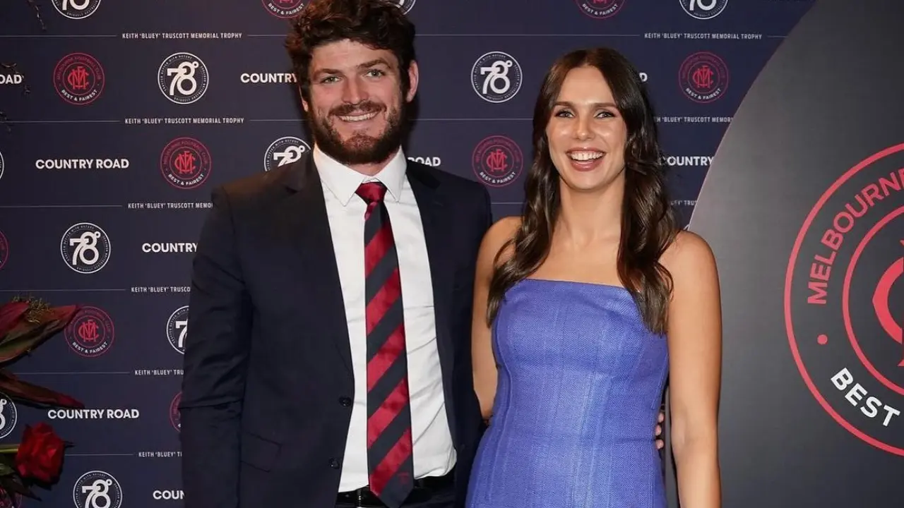 Angus Brayshaw with his fiance Danielle Frawley