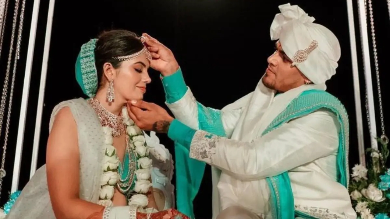 Rahul Chahar with his wife Ishani Johar