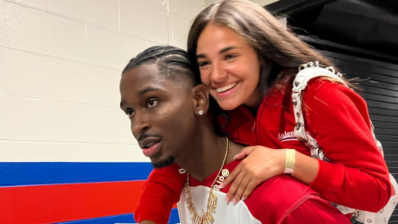 Shai Gilgeous-Alexander with his wife Hailey Summers