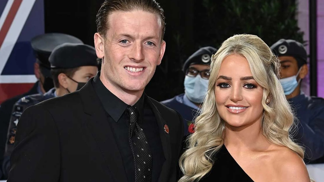 Jordan Pickford with his wife Megan Davison
