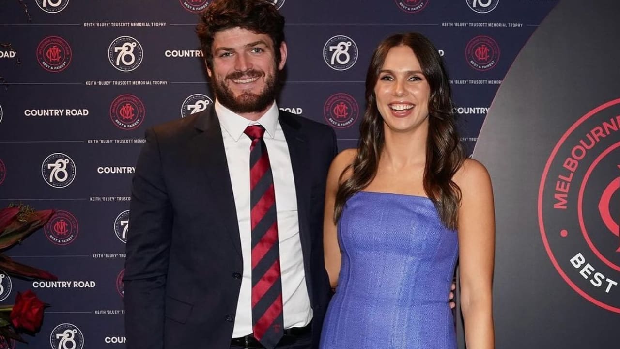 Angus Brayshaw with his fiance Danielle Frawley