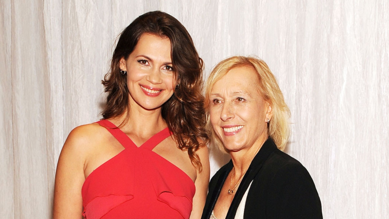 Martina Navratilova with her spouse Julia Lemigova