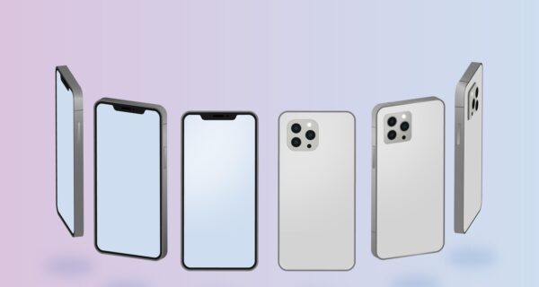 Flat smartphone in different perspectives