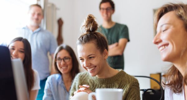 Group of People Watching Gray Laptop Computer