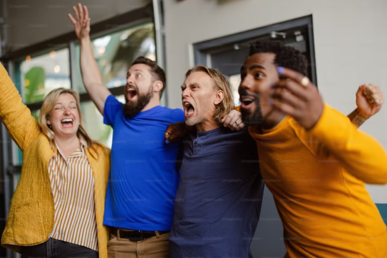 a group of people standing next to each other