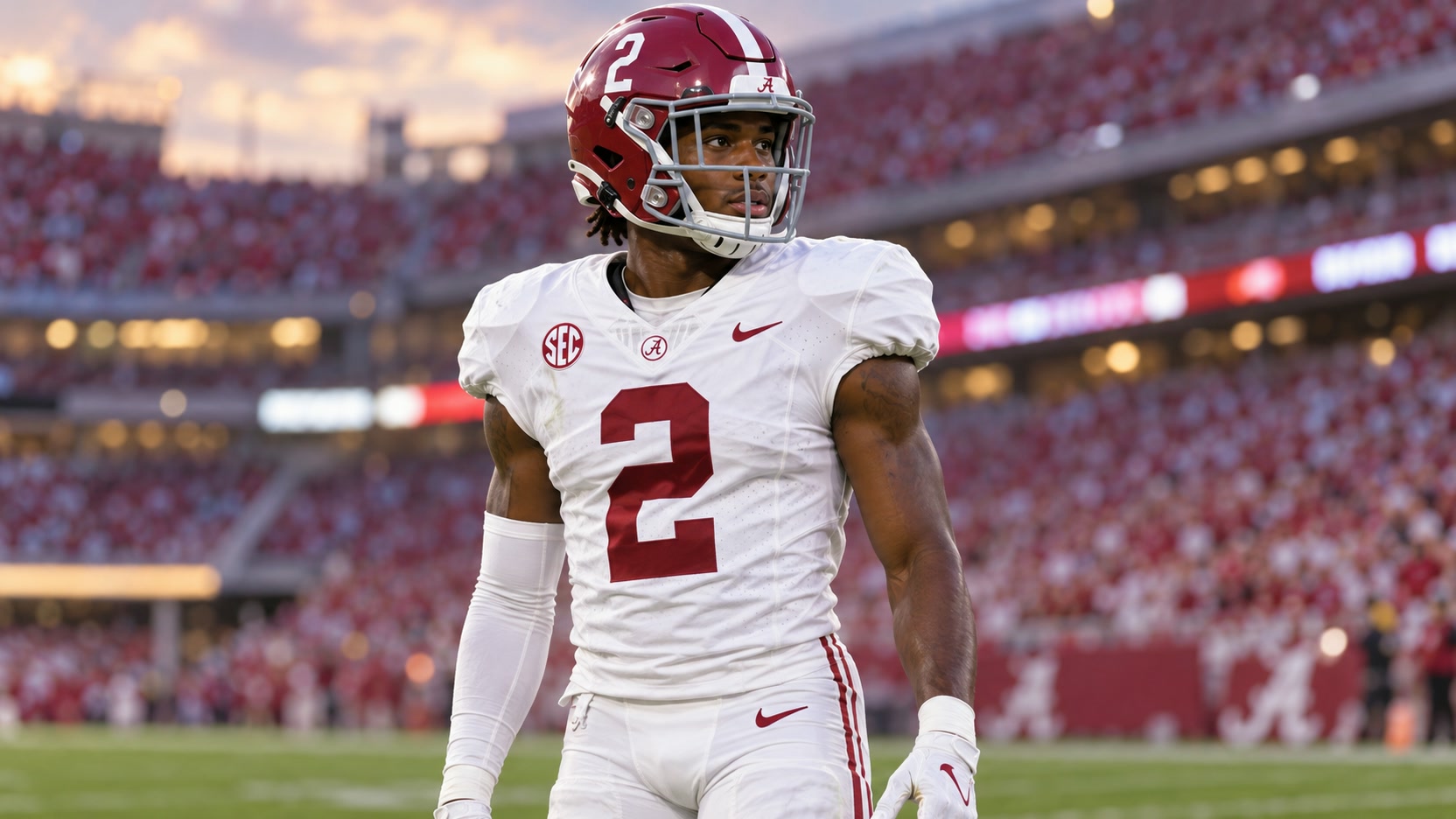 Zabien Brown Alabama Zabien Brown in Alabama’s white No. 2 uniform and crimson helmet